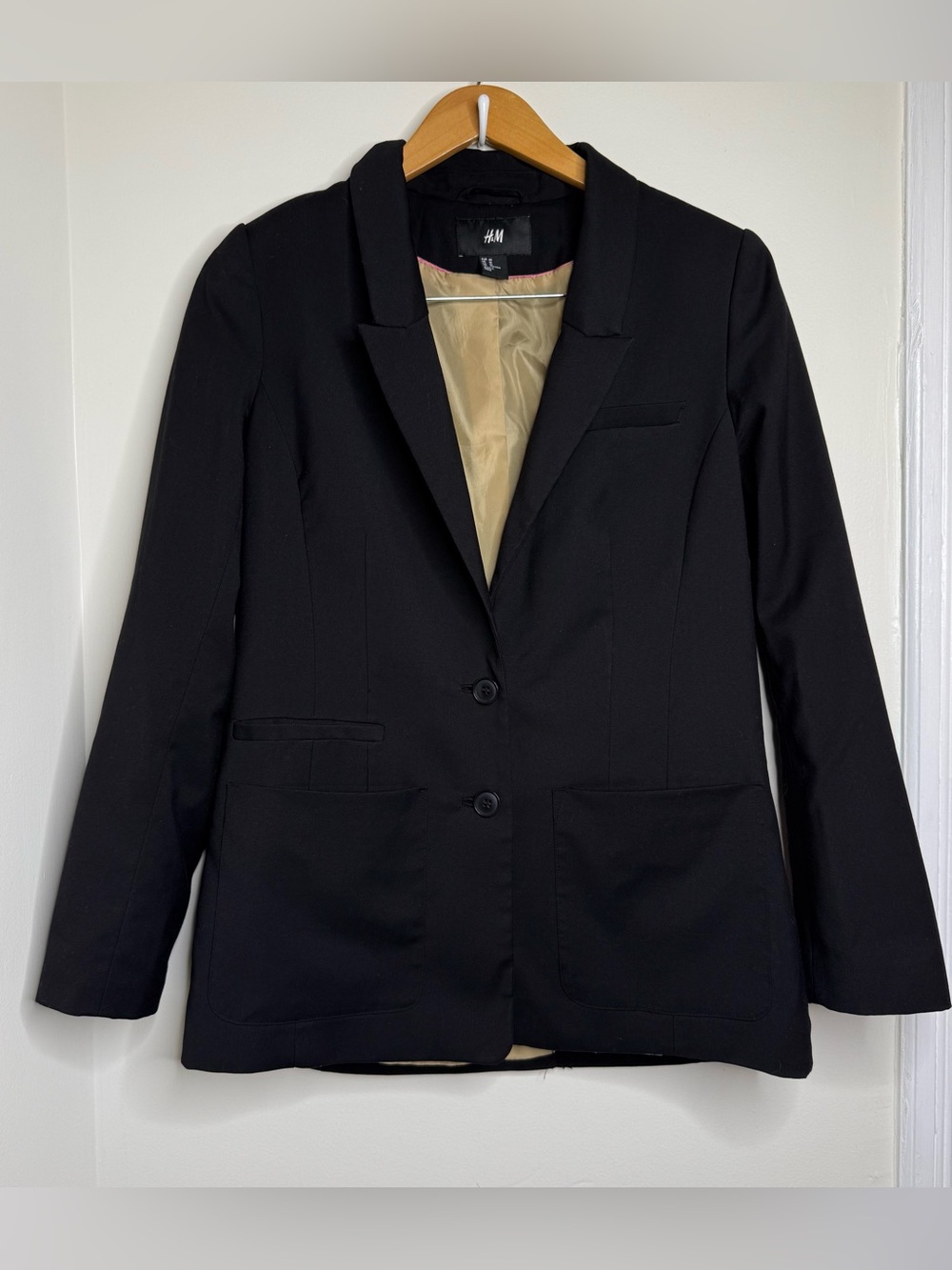 H&M Black Blazer Jacket 2 Button Women’s Size 10 Classic Business Office